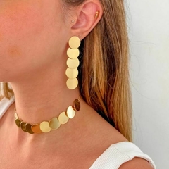 Brinco e Choker Amaea Elos Redondos Folheado a Ouro 18k