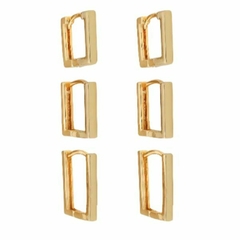 Brinco Amaea Kit 3 Argolas Folheados a Ouro 18k - 1 Ano de Garantia no Banho