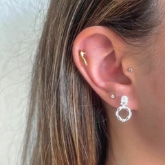 Brinco Amaea Gota e Argola em Zirconias Folheado a Prata - 1 Ano de Garantia no Banho