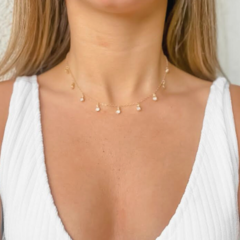 Choker Amaea Corrente com Pingentes Cristal de 4mm Folheado a Ouro 18k