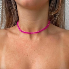 Choker Amaea de Cristal Facetado Pink de 4mm Folheado a Ouro 18k