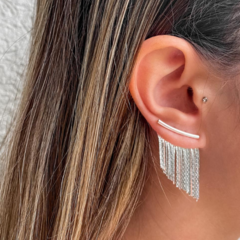 Brinco Amaea Ear Cuff Franja Folheado a Prata - 1 Ano de Garantia no Banho