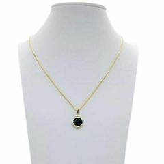 Colar Amaea Pingente Ônix Folheado a Ouro 18k