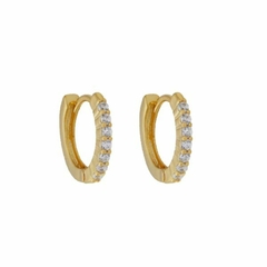 Brinco Amaea Argola em Zircônias em Cristal Folheado a Ouro 18k - 1 Ano de Garantia no Banho