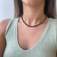Colar Amaea Olho de Tigre com Cordao Encerado Folheado a Ouro 18k - comprar online