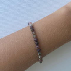 Pulseira Amaea Agata Natural Esferas de 4mm Folheada a Ouro