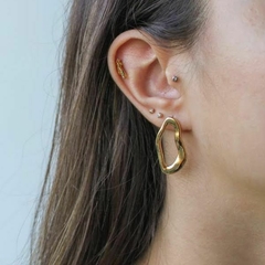 Conjunto Amaea Colar e Brinco Oval Folheado a Ouro 18k