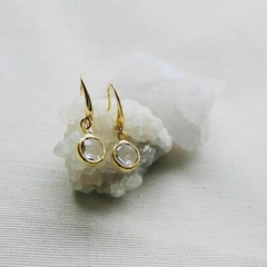 Brinco Amaea Gancho Pingente Cristal Folheado a Ouro 18k