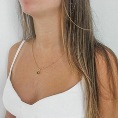Conjunto Amaea Ponto de Luz Verde Esmeralda Folheado a Ouro 18k - 1 Ano de Garantia no Banho
