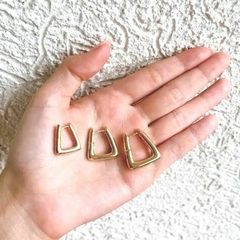 Trio de Argolas Triangular Folheado a Ouro 18k - 1 Ano de Garantia no Banho
