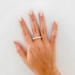 Anel Amaea de Pérola de Água Doce 3-4mm Folheada a Ouro 18k