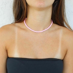 Choker Amaea Fimo Rosa Claro Lisa Folheada a Prata - comprar online