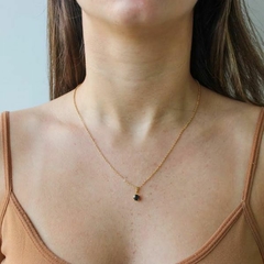 Conjunto Amaea Ponto de Luz Zircônia Negra Folheado a Ouro 18k - 1 Ano de Garantia no Banho