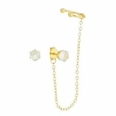 Brinco Amaea Ear Line em Zircônias Folheado a Ouro 18k