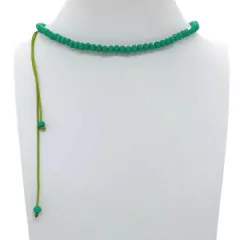 Choker Amaea de Cristal Facetado Verde Turquesa em Macramê de 4mm 