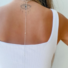 Colar Invertido 2 em 1 Amaea com Pingente em Gota de Cristal Facetado Folheado a Prata