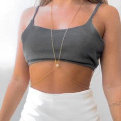 Body Chain Amaea com Entremeios Estrela de Zircônia Banhada a Ouro - comprar online