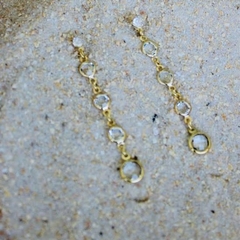 Brinco Amaea Longo em Zircônias Cristais Redondas Folheado a Ouro 18k - comprar online