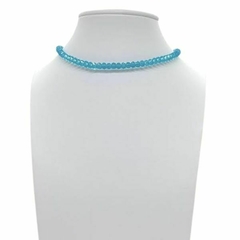 Choker Amaea de Cristal Facetado Azul Tiffany de 4mm Folheado a Prata