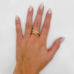 Anel Amaea Regulavel em Zircônias Cristal Folheado a Ouro 18k - 1 Ano de Garantia no Banho