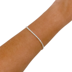 Pulseira Amaea Zircônia Cristal Regulavel Folheado a Prata
