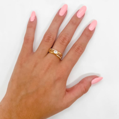 Anel Amaea Cravejado em Zirconia Folheado a Ouro 18k - 1 Ano de Garantia no Banho