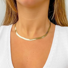 Choker Amaea Fita Larga Folheada a Prata