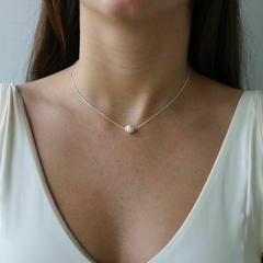 Choker Amaea com Esfera Trabalhada Folheado a Prata - comprar online