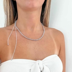 Choker Amaea de Cristal Facetado Lilás Brilhante em Macramê de 4mm