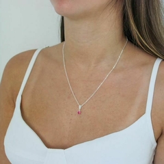 Conjunto Amaea Ponto de Luz Rosa Folheado a Prata - 1 Ano de Garantia no Banho
