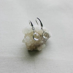 Brinco Amaea Gancho Pingente Cristal Folheado a Prata