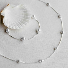 Pulseira e Choker Amaea com Pérolas Folheada a Prata