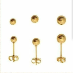 Brinco Amaea Kit Bolinhas Folheada a Ouro 18k - 1 Ano de Garantia no Banho