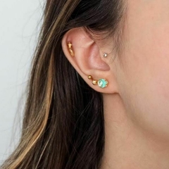 Conjunto Amaea Colar e Brinco em Zircônia Verde Tiffany Folheado a Ouro 18k - 1 Ano de Garantia no Banho
