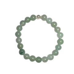 Pulseira Amaea Esferas Agata Verde 8mm com entremeios Folheada a Prata