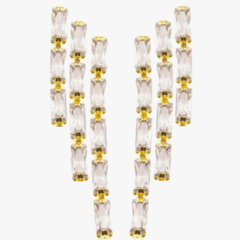 Trio de Brincos Amaea Zircônia Navete Longo Folheado a Ouro 18k - 1 Ano de Garantia no Banho