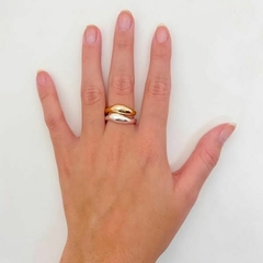 Anel Amaea Minimalista 2 em 1 Regulável Folheado a Ouro 18k e Prata