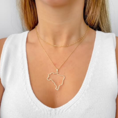 Colar Amaea Mapa do Brasil Folheado a Ouro 18k