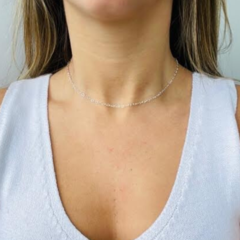 Choker Amaea Coração Vazado Folheado a Prata - 1 Ano de Garantia no Banho