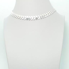 Choker Amaea Escama de Peixe Lisa Folheada a Prata - 1 Ano de Garantia no Banho