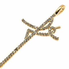 Colar Amaea Crucifixo 45mm Cravejado em Zircônias Folheado a Ouro 18k