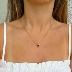 Conjunto Amaea com Zircônia Negra Folheada a Ouro 18k - 1 Ano de Garantia no Banho