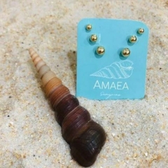 Brinco Amaea Kit Bolinhas Folheada a Ouro 18k - 1 Ano de Garantia no Banho