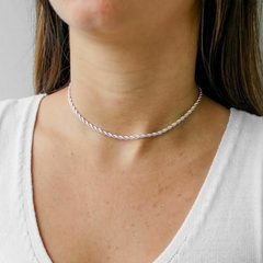 Choker Amaea Corrente Baiano Grossa Folheada a Prata