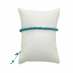 Pulseira Amaea Esfera Natural Àgata Howlita Azul 4mm Macramê ou Folheados