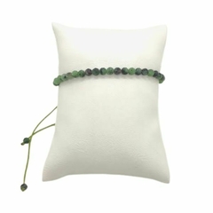 Pulseira Amaea Esfera Natural Turmalina Verde 4mm Macramê ou Folheados