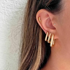 Trio de Argolas Triangular Folheado a Ouro 18k - 1 Ano de Garantia no Banho