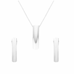 Conjunto Amaea Colar e Brinco Barra Folheado a Prata 925 - 1 Ano de Garantia no Banho - Amaea Semijoias 