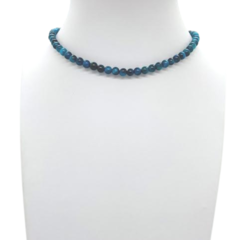 Choker Àgata Amaea Azul Escuro Esferas de 4mm Folheada a Ouro 18k