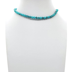 Choker Amaea Pedra Natural Turquesa Esferas de 4mm Folheada a Ouro 18k